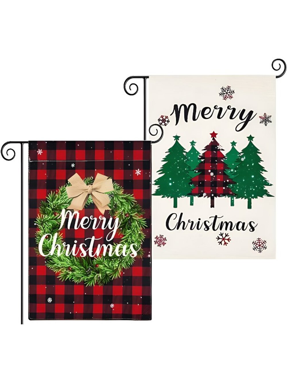2 Pcs Merry Christmas Garden Flag, Double-Sided Vertical (12.5" x 18")